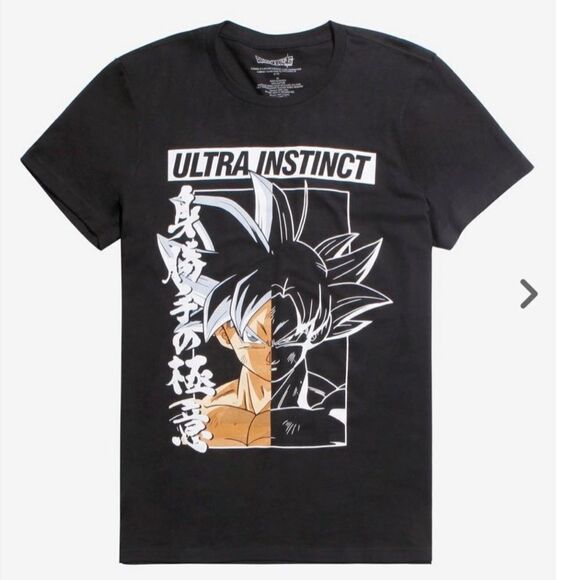 Hot topic Dragon Ball Super Goku Ultra Instinct Split T-Shirt L NWT in packaging - Picture 2 of 5